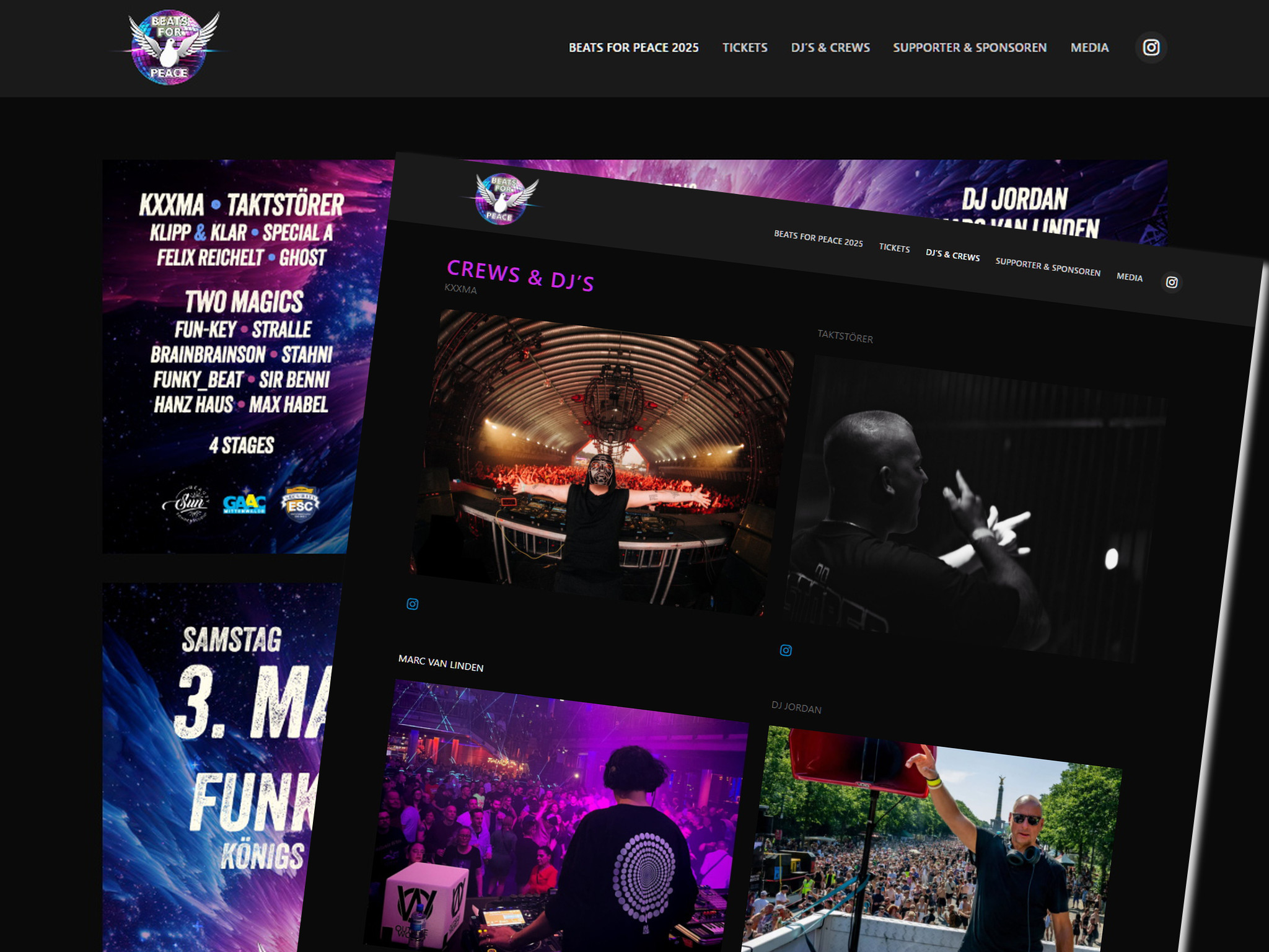 Webseite für Beats for Peace Parade & Festival